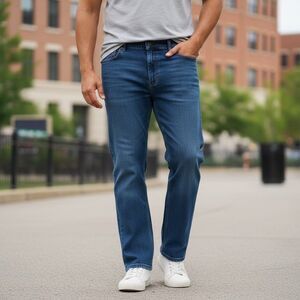 Lee Premium Select Jeans Men's 42x30 Blue Dark Wash Straight Leg Big & Tall